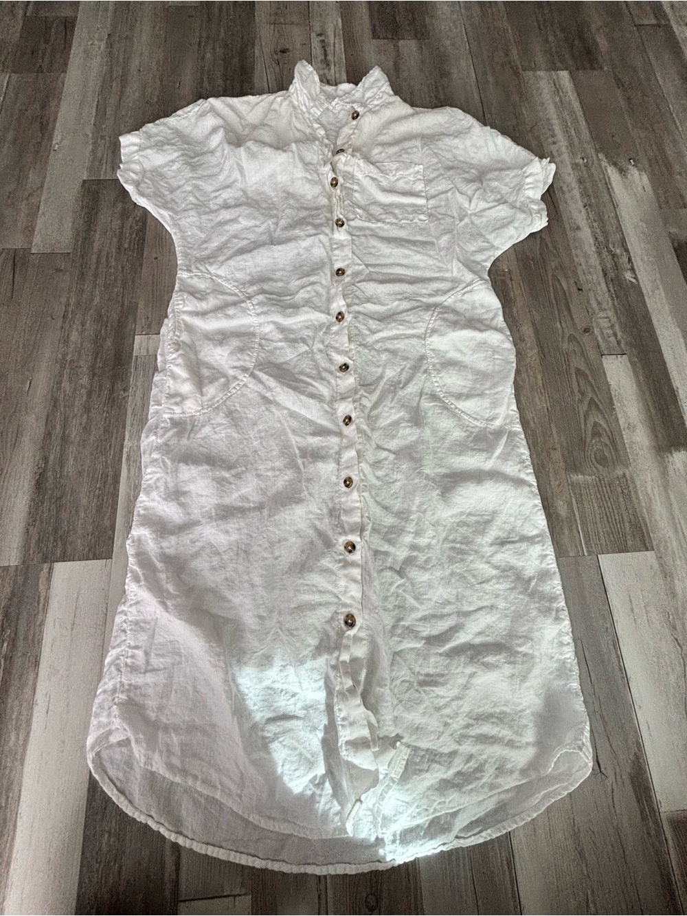 Velvet by Graham & Spencer White Linen Button-Front Midi Dress